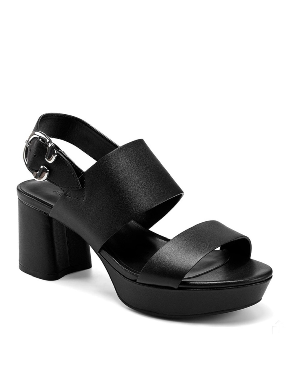 AREOSOLES Camera Leather Platform Sandal in Black - Picture 2 of 16